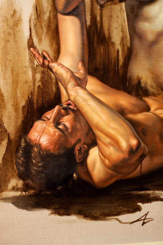 detail Mal-Essere, oil paint, Antonio Proietti