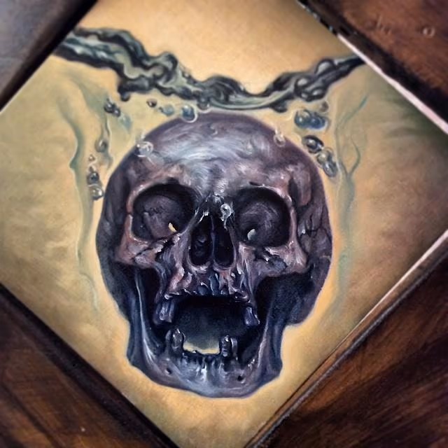 skull temperance, oil paint, Antonio Proietti