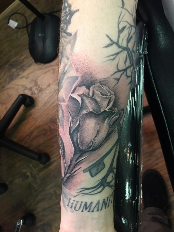 Small Black and Grey Rose Tattoos