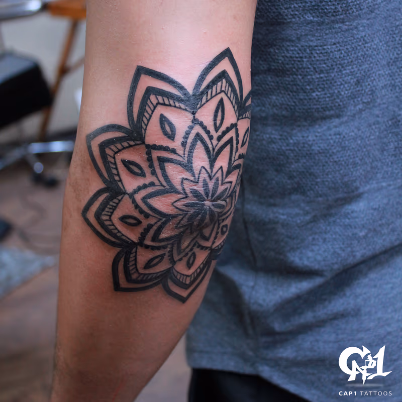 Mandala Elbow Tattoo