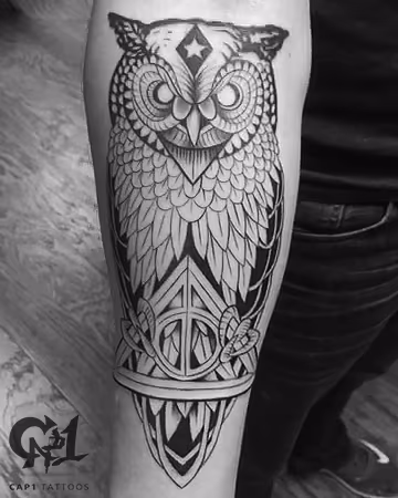 Deathly Hallows Owl Tattoo