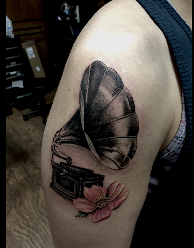 Vintage Record Player Tattoo