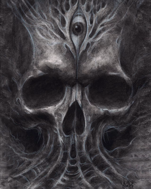 Cap1 Tattoos Skull Charcoal Drawing