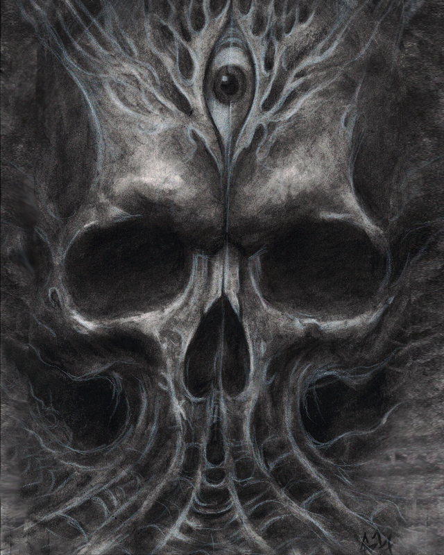 Cap1 Tattoos Skull Charcoal Drawing