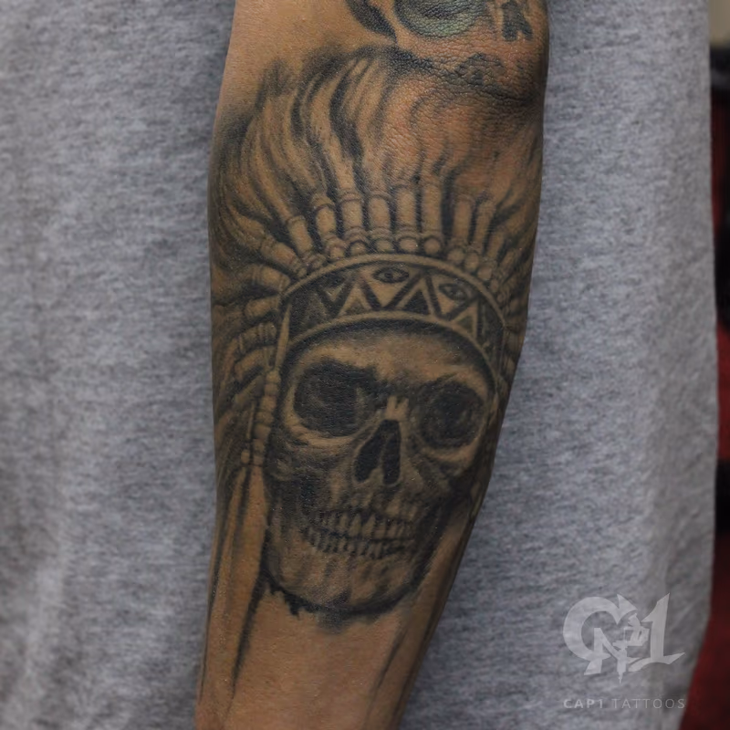 Native American Skull Tattoo