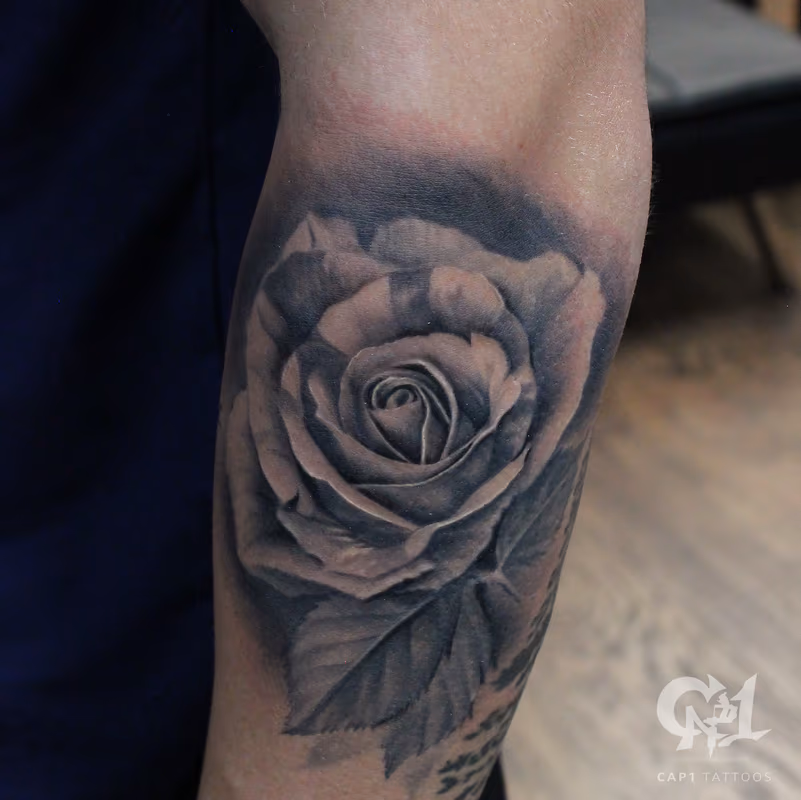 Photorealistic Rose Tattoo