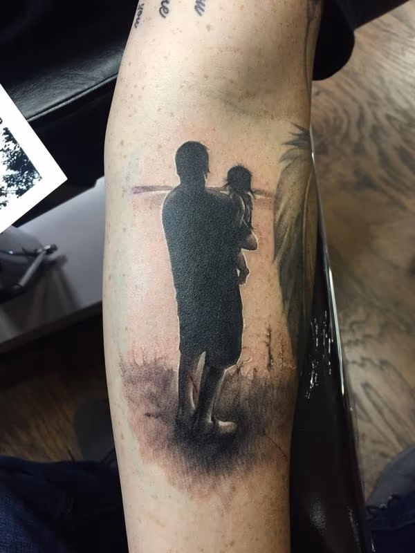 Father Daughter Silhouette Tattoo