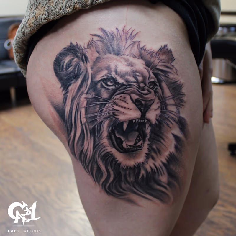 Realistic Lion Tattoo
