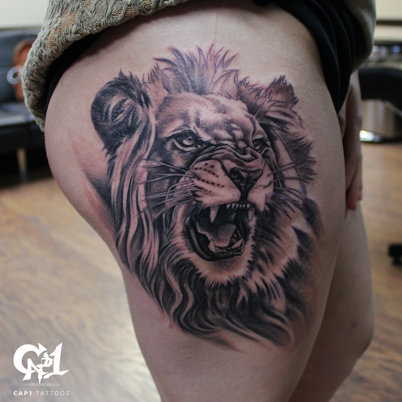Realistic Lion Tattoo