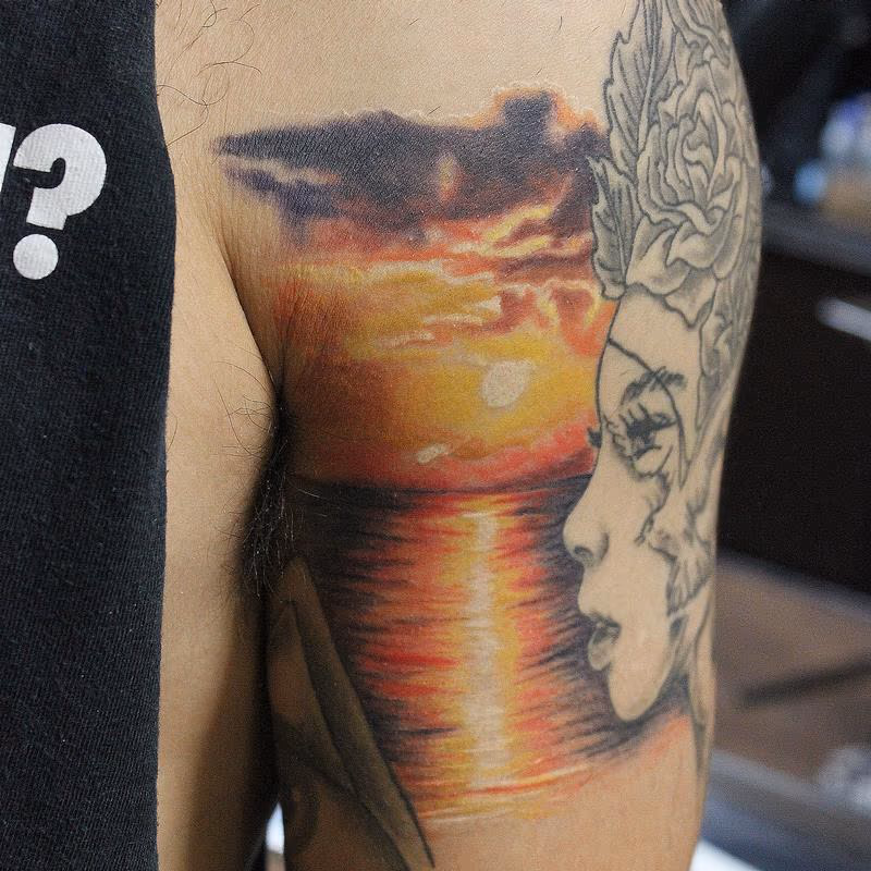 Vivid Sunset and Ocean On A Sleeve
