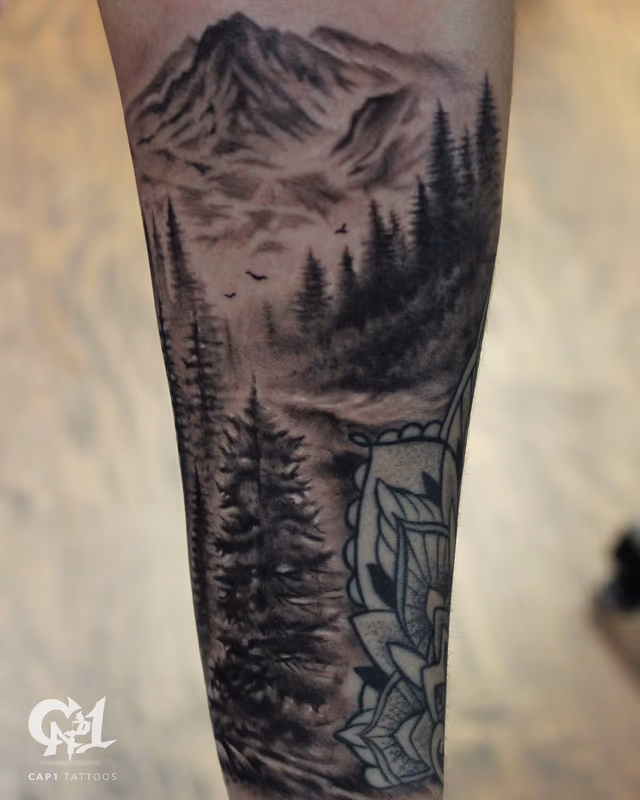Forest and Mountain Tattoo