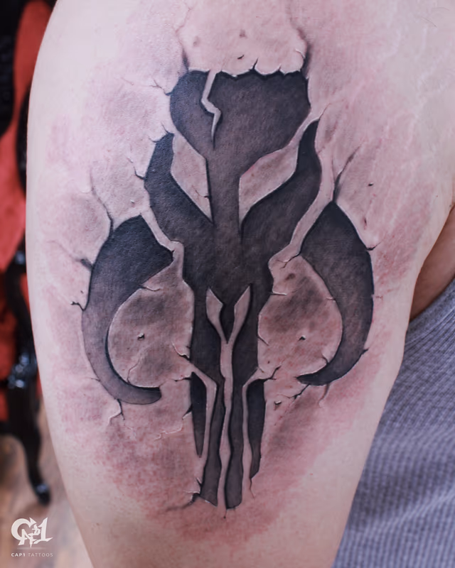 Star Wars Mandalorian skull Tattoo