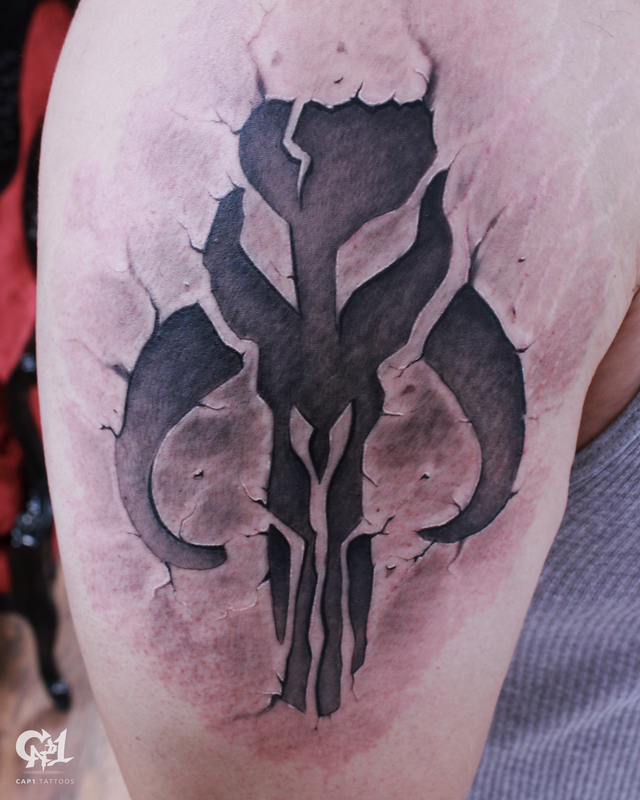 Star Wars Mandalorian skull Tattoo