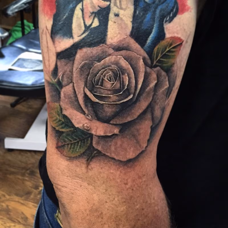 Black And Grey Rose Tattoo