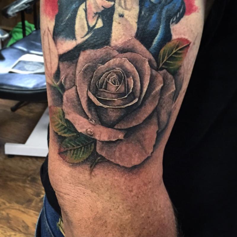 Black And Grey Rose Tattoo