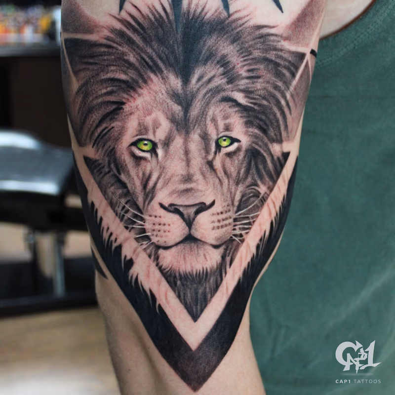 Geometric Lion Tattoo