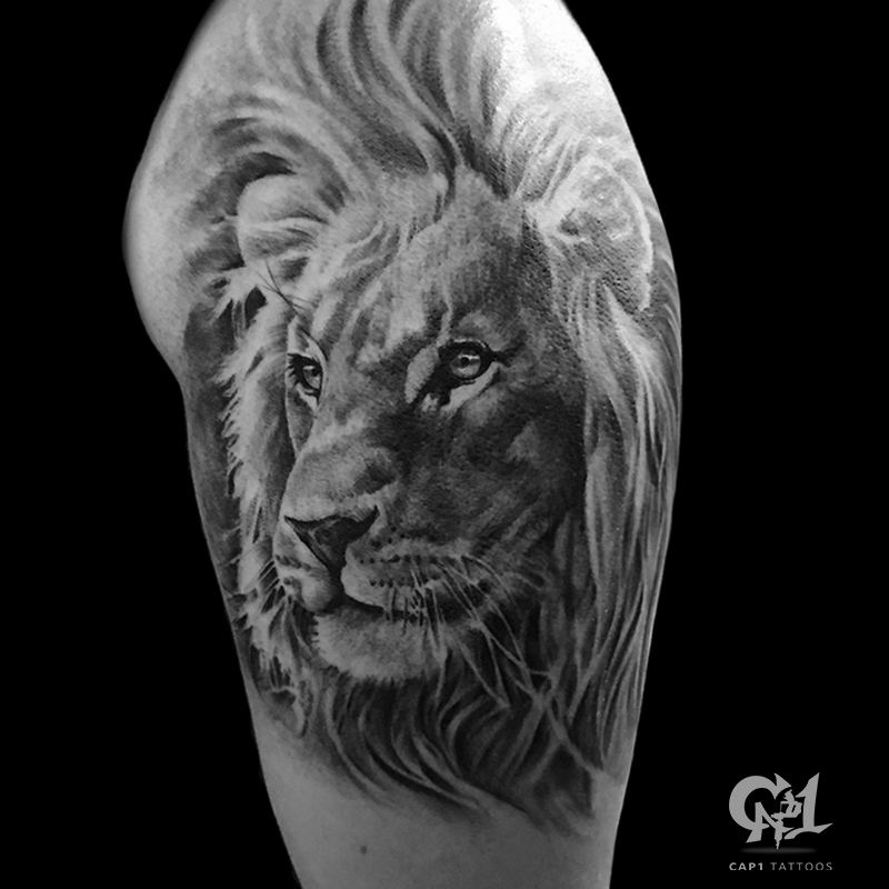 Realistic Lion Tattoo