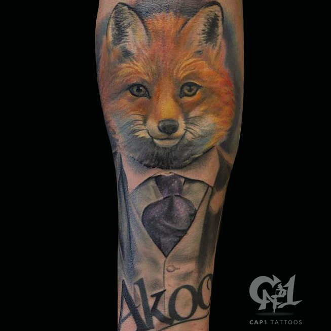 Gentleman Fox Color Tattoo