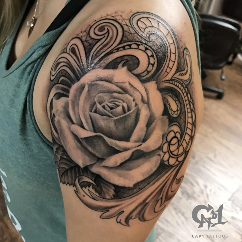 Rose And Decor Tattoo