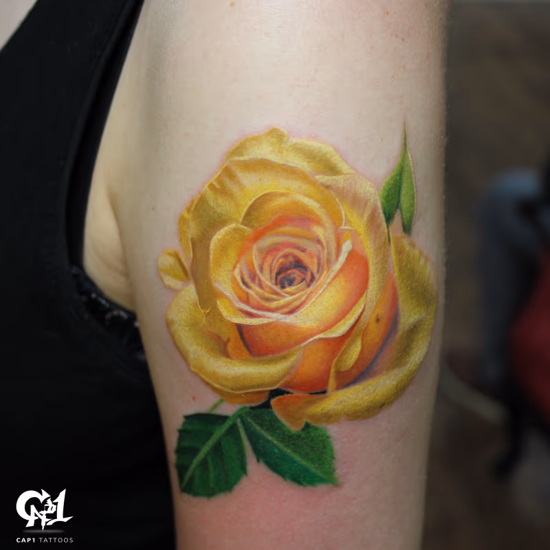 Realistic Color Rose Tattoo