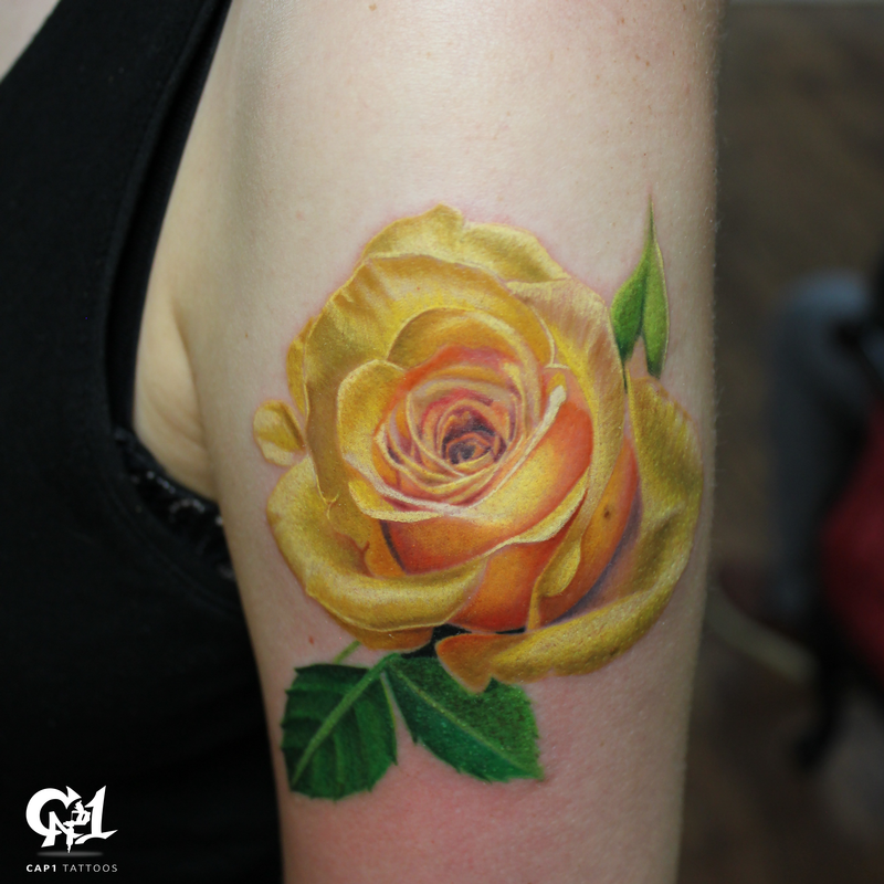 Realistic Color Rose Tattoo