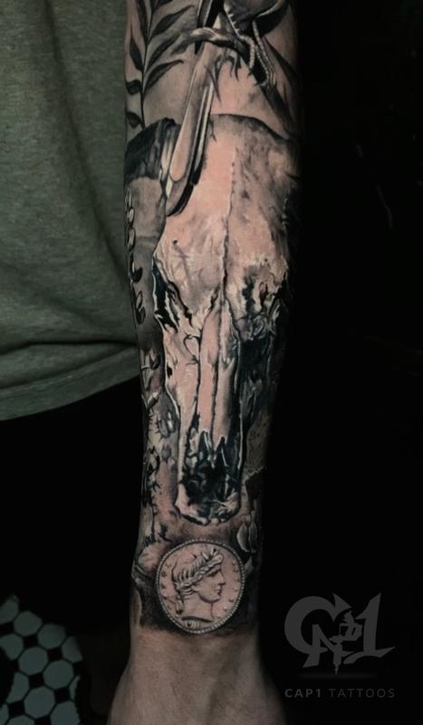 TexasLonghorn Skull Tattoo