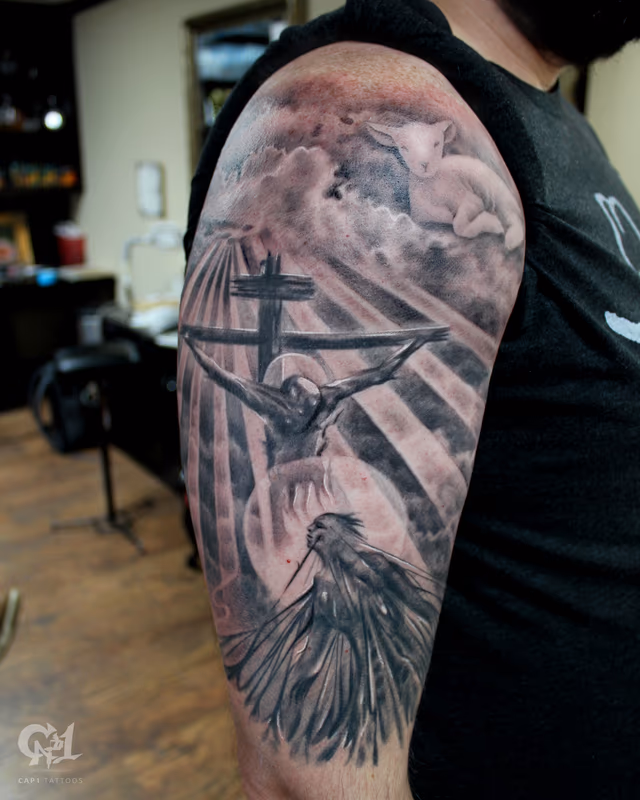 Jesus Saves Tattoo Sleeve