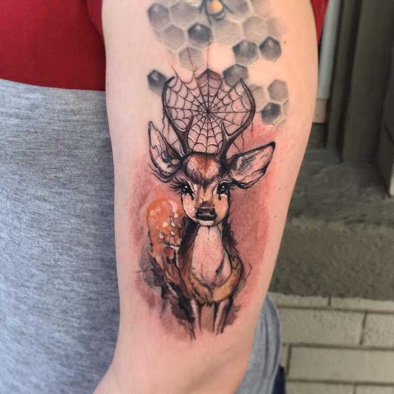 Watercolor Deer tattoo