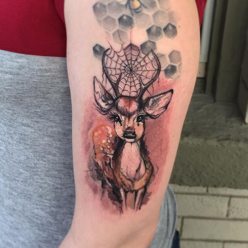 Watercolor Deer tattoo