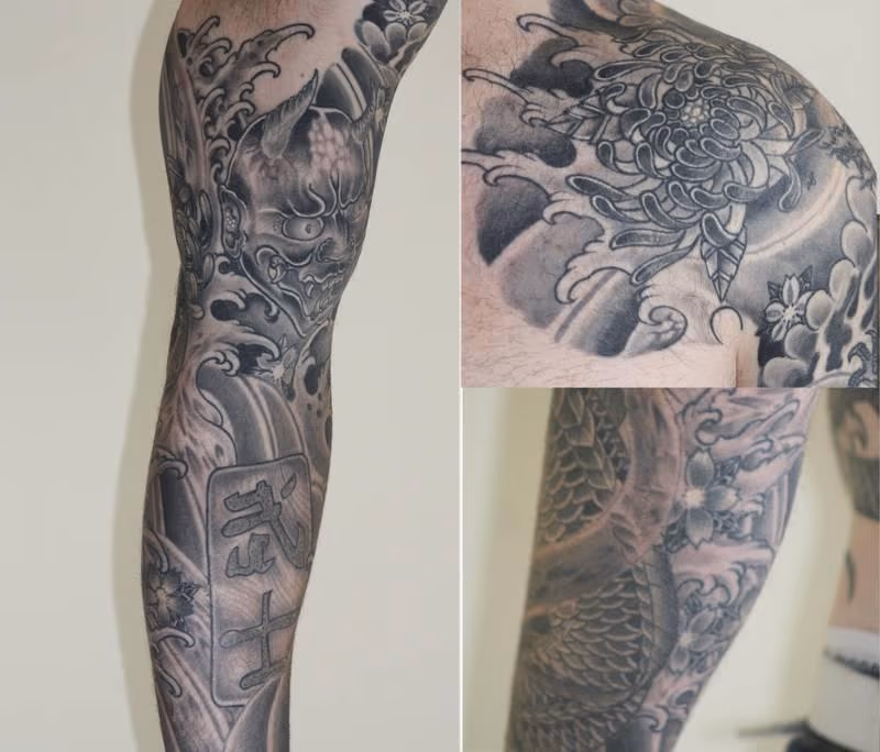 Japanese black and grey sleeve