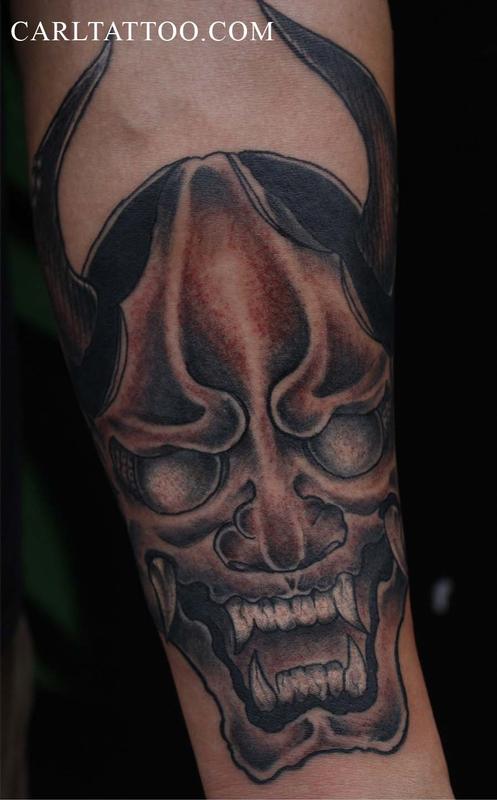 hanya mask tattoo by Carl sebastian