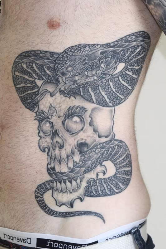 Skull and Snake black and grey