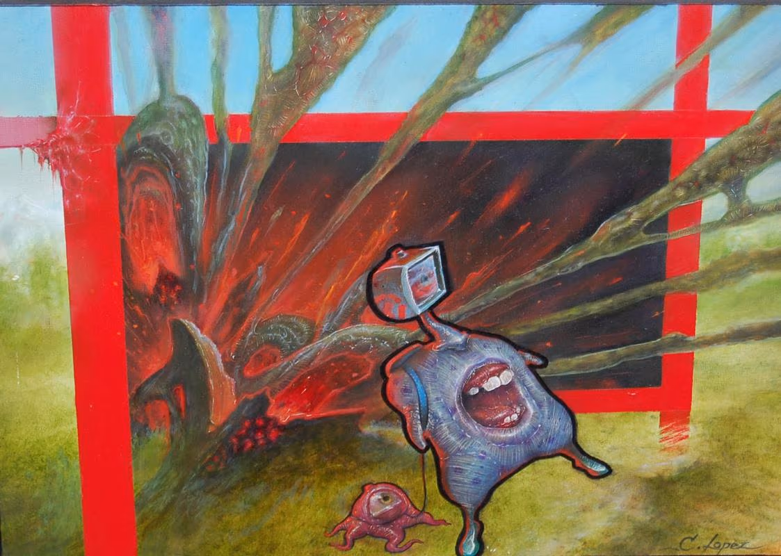 Acrylics,oils and spray can