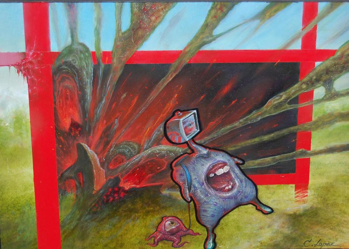 Acrylics,oils and spray can