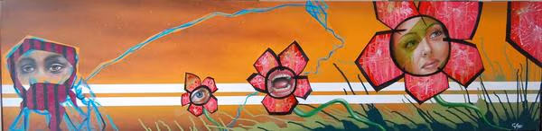 Spray cans,acrylics and oils on cancas