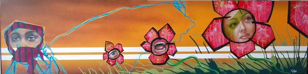 Spray cans,acrylics and oils on cancas