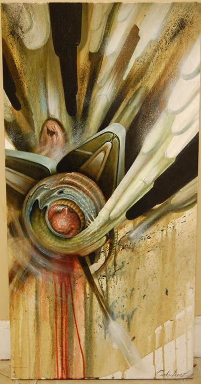 Oil and acrylics on canvas.