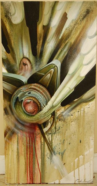 Oil and acrylics on canvas.