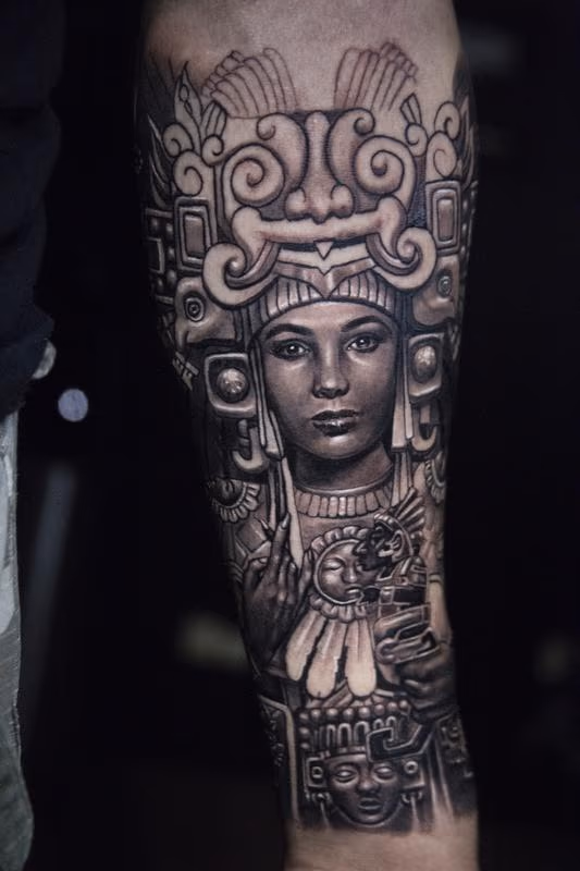 aztec woman tattoo