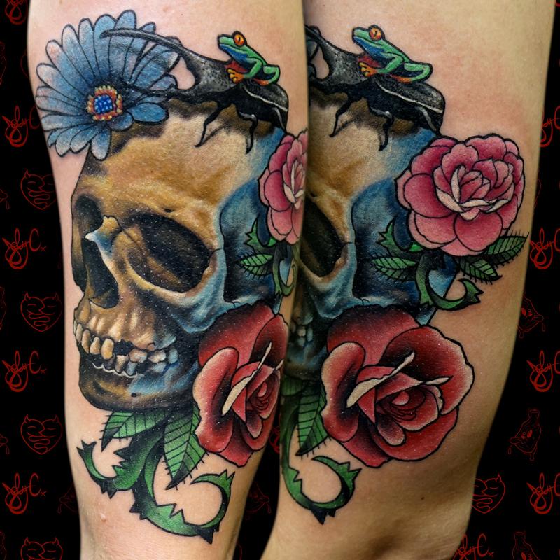 Skull and Flowers