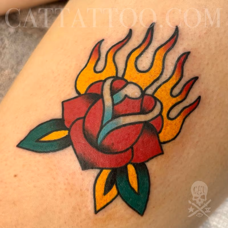 Rose with Flames