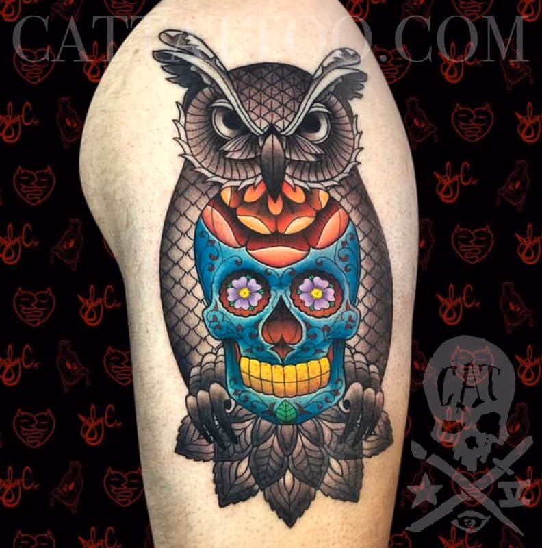 Owl and Skull