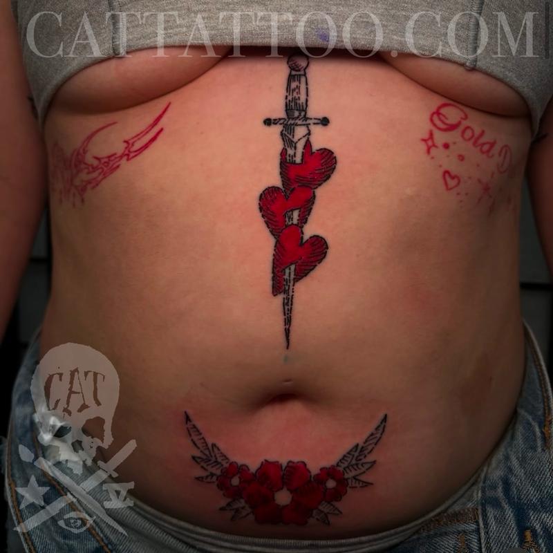 Hearts and Floral Engraving Style