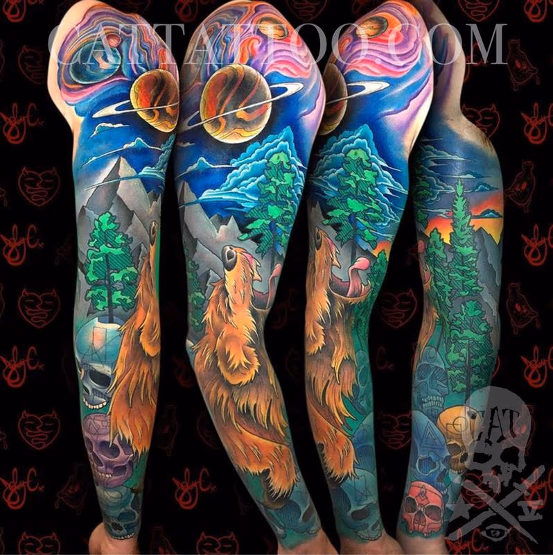 Bear and skulls