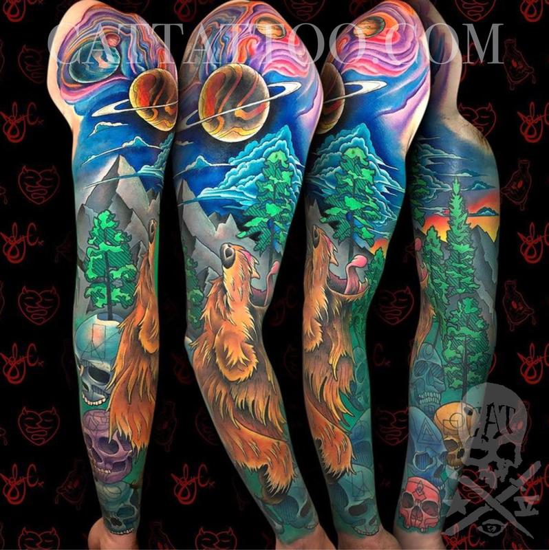 Bear and skulls