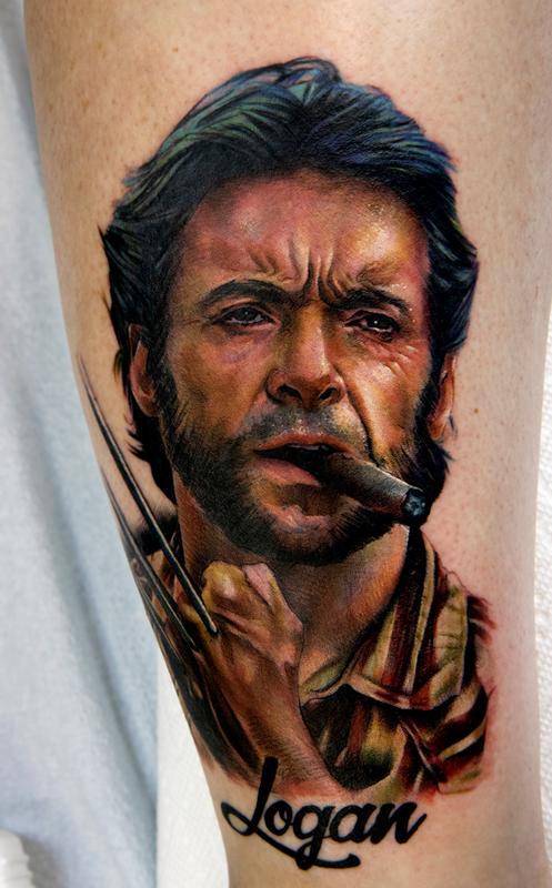 Hugh Jackman Color Portrait Tattoo