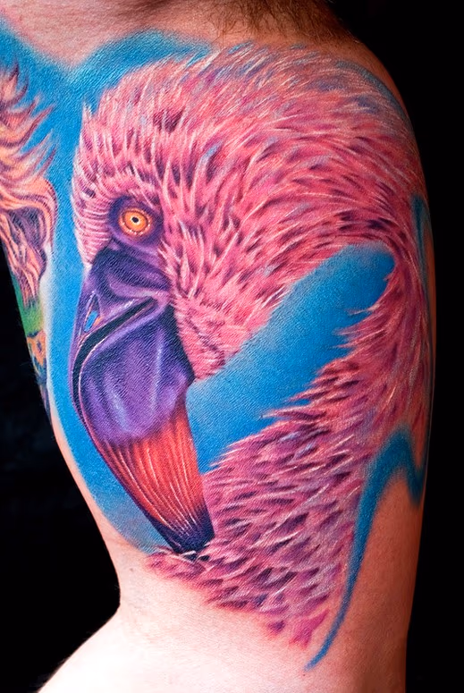 this guy flew in from england he got this and the mad hatter this tattoo was done with the stigma hyper and fusion ink