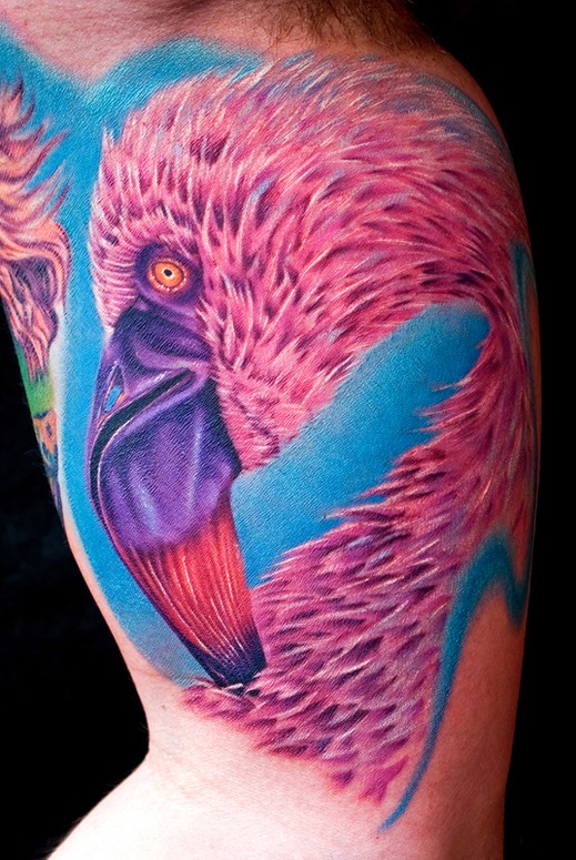 this guy flew in from england he got this and the mad hatter this tattoo was done with the stigma hyper and fusion ink