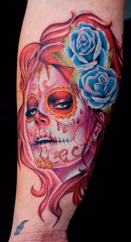 day of dead girl tattoo done at san fran convention 09 with hyper tattoo machine