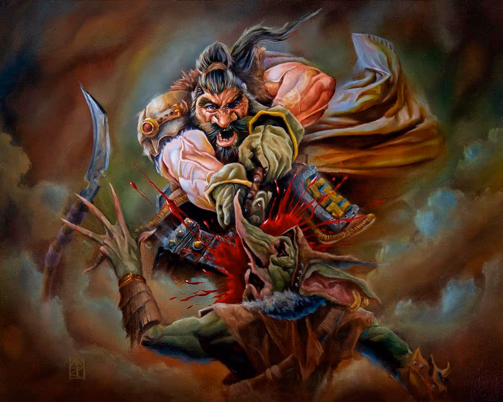 Brutal Strike, fantasy art for a TCG by Cecil Porter
